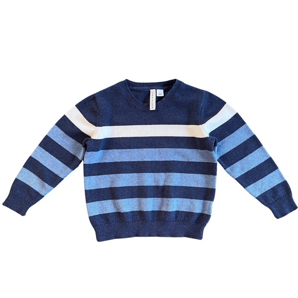 Janie and Jack Toddler Boys Blue and White Striped Sweater Size 3 - Picture 1 of 2